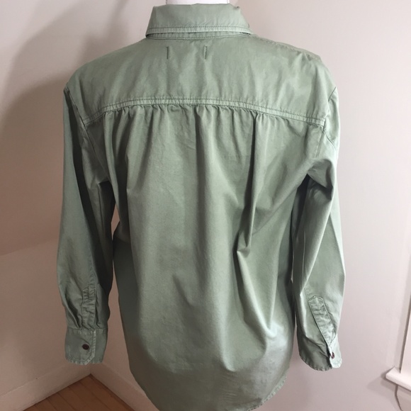 army green 100% cotton button down shirt S - Picture 2 of 4